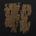 Fabric fragment - Two fragments of a compound drawloom tabby with a pattern of birds in medaillons